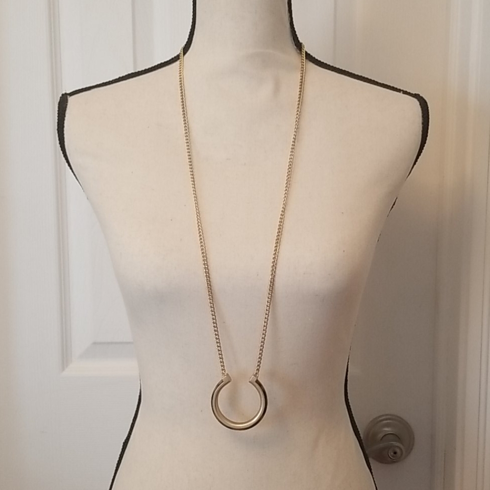 Long necklace faux gold and tortoise shell